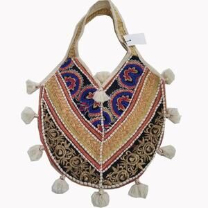 Reclaimed Fabric Indian shoulder purse Gypsy Boho Hippy Bucket Bag 17" X 28" NEW
